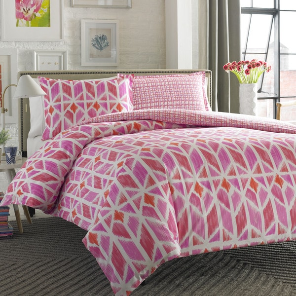 City Scene Grayson Pink 3-piece Duvet Cover Set