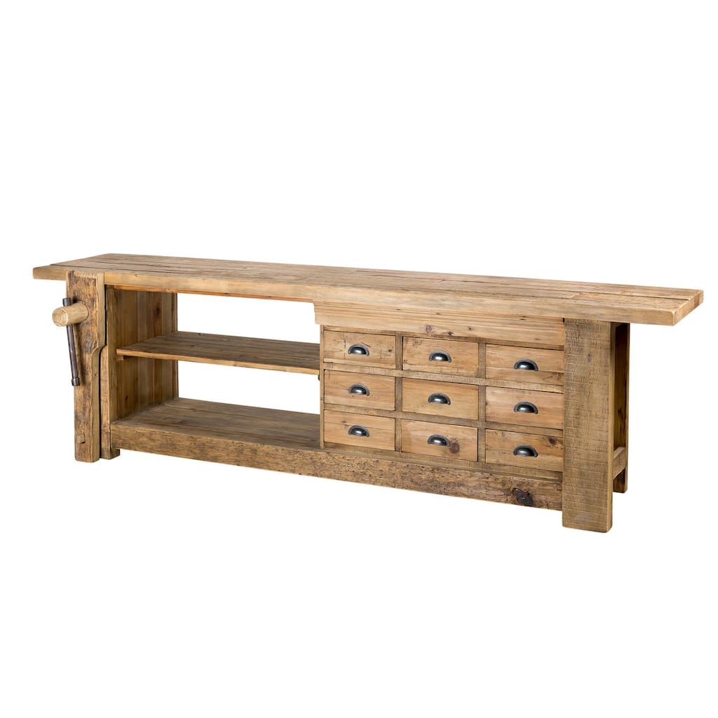 Handmade Pine Plank Workbench Sideboard (China)