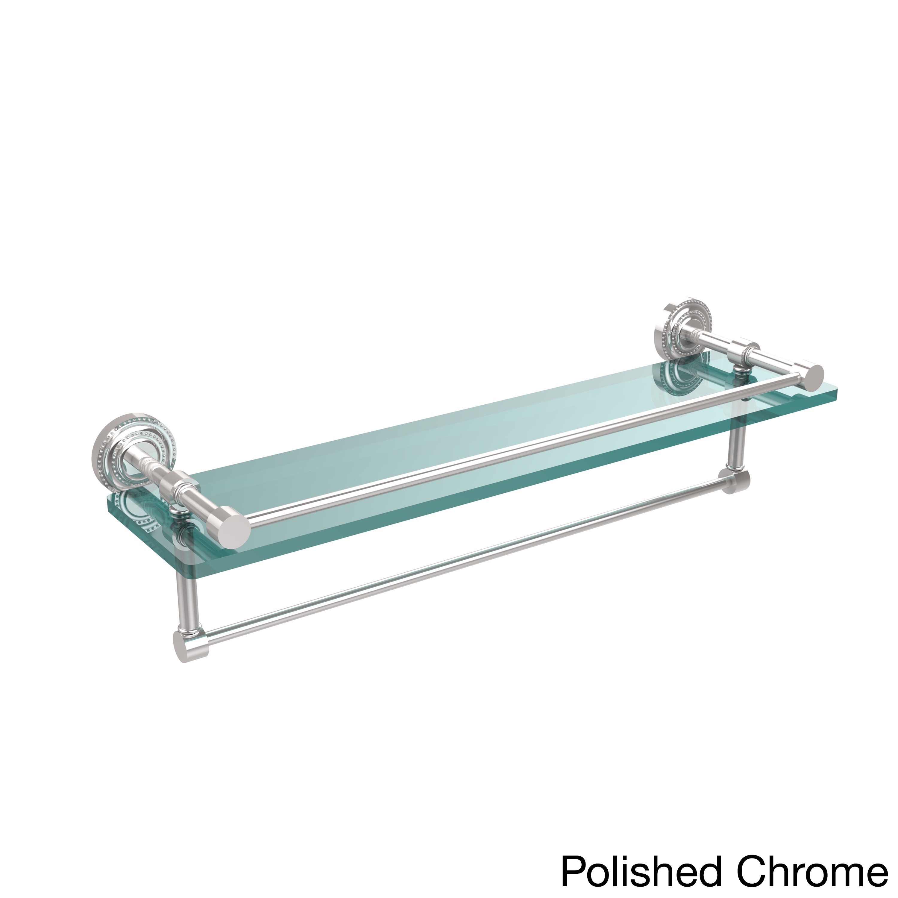 Bathroom Shelf Cassidy 24 in Glass With Towel Bar Holder In Chrome Bath