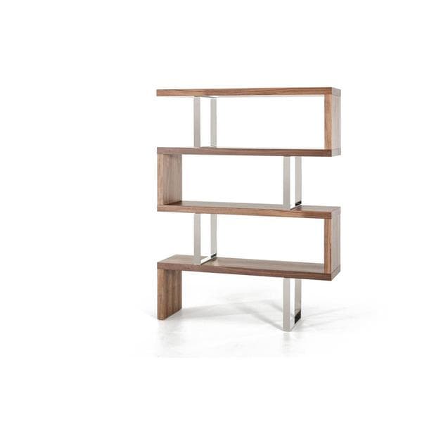 Modrest Maze Modern Walnut Bookcase Free Shipping Today Modrest Maze Modern Walnut Bookcase