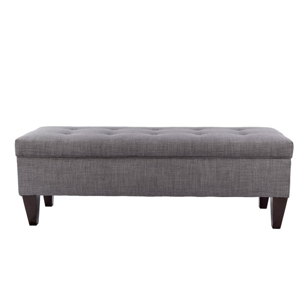 Shop Brooke Button Tufted Long Storage Bench Ottoman