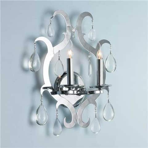 Art Deco 2-light 13 in. Damask Scroll Chrome Finish Crystal Glam Wall Sconce