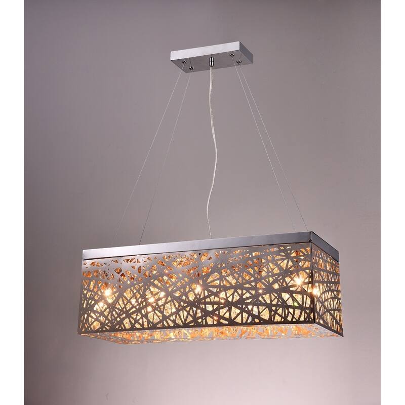 Layla 8-light Rectangular Chrome Crystal Pendant