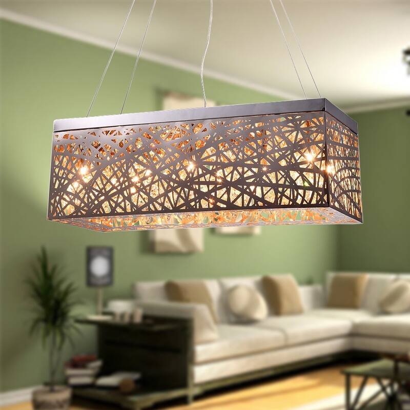 Layla 8-light Rectangular Chrome Crystal Pendant