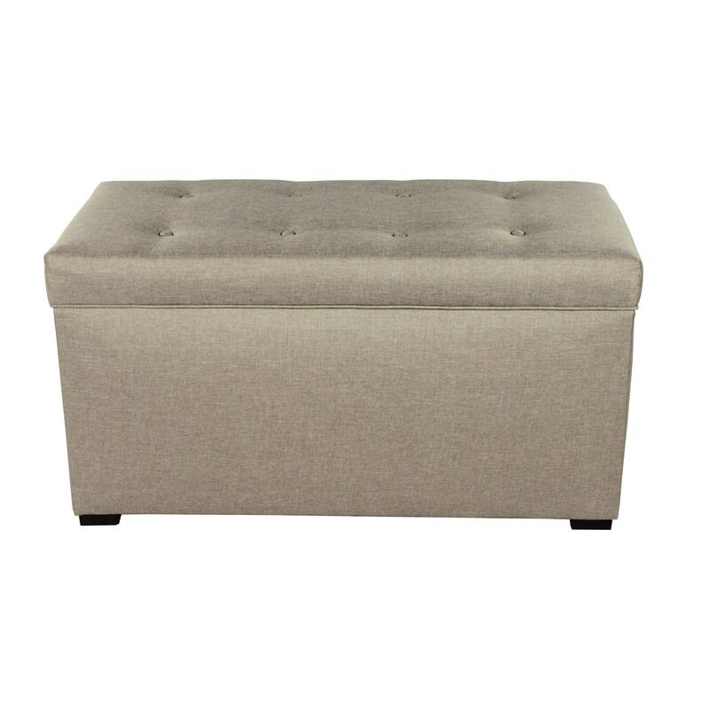 Angela 8 Button Tufted Beige Storage Trunk - Bench - Khaki