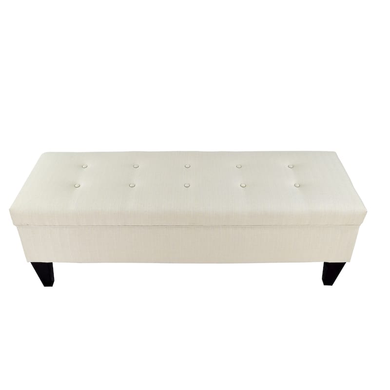 Sachi 10-Button Tufted Upholstered Long Storage Bench ottoman - Beige