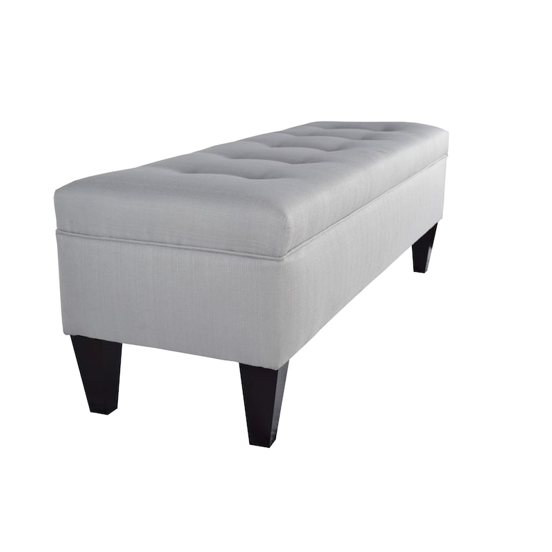 Sachi 10-Button Tufted Upholstered Long Storage Bench ottoman - Silver/Grey