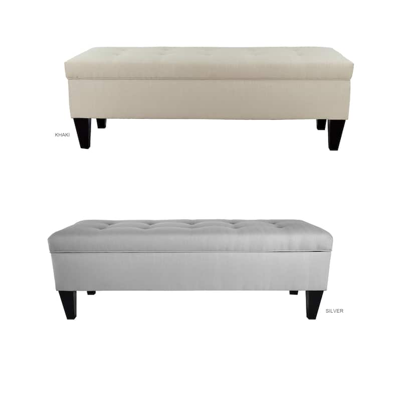 Sachi 10-Button Tufted Upholstered Long Storage Bench ottoman