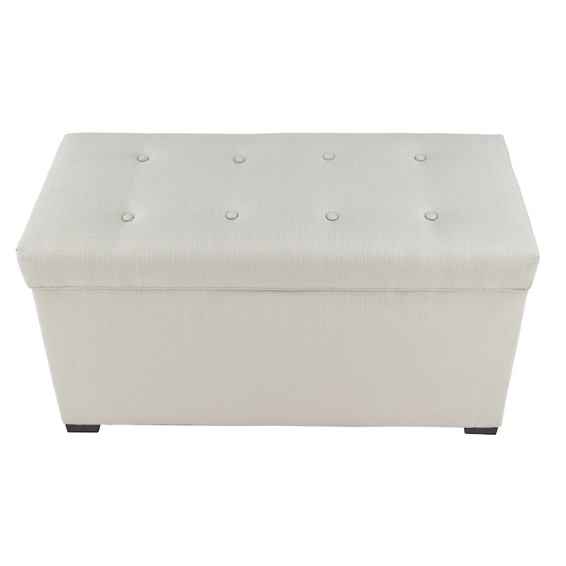 Angela 8 Button Tufted Storage Bench - Beige