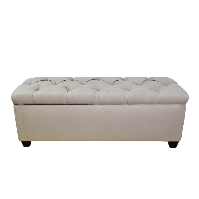 The Sole Secret Sachi Khaki Diamond Tufted Shoe Storage Bench - Tan Large
