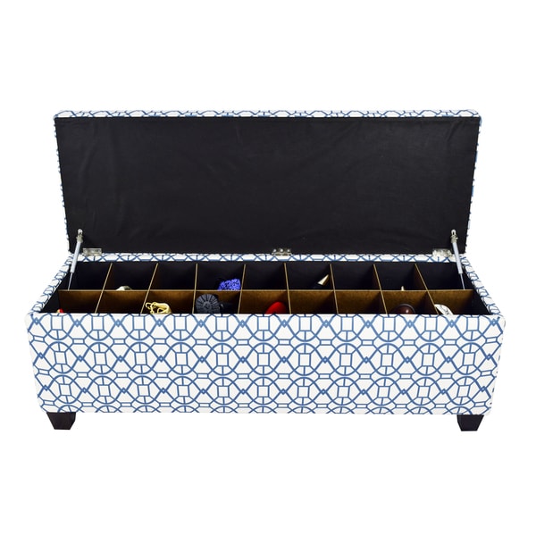 The Sole Secret Noah Midnight Button Tufted Shoe Storage Bench