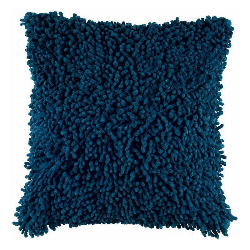 Solid Shabby Chic Cotton Throw Pillow - Peacock Blue