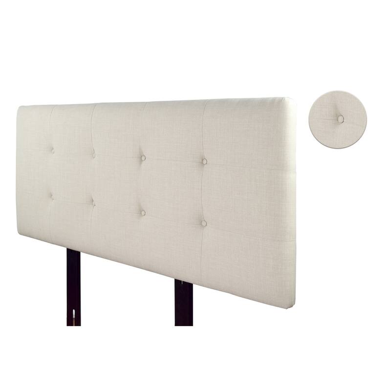MJL Furniture Ali Button Tufted Beige Upholstered Headboard