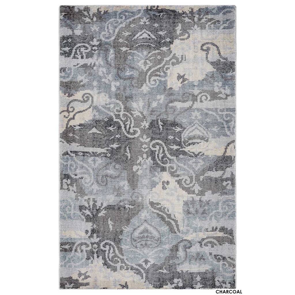 Hand-Knotted Abstract New Zealand Wool Red/ Grey/ Khaki Rug (9' x 12')