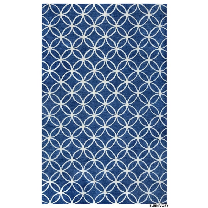Holland Collection Geometric Rug - 5' x 8' - Blue/Ivory