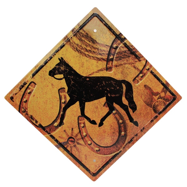 Rivers Edge Products 11.5-inch x 11.5-inch Tin Sign Horse Crossing