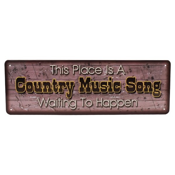 Rivers Edge Products 10.5-inch x 3.5-inch Tin Sign Country Music Song