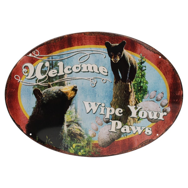 Rivers Edge Products 12-inch x 17-inch Tin Sign Wipe Your Paws