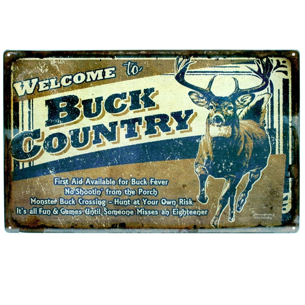 Rivers Edge Products 12-inch x 17-inch Tin Sign Buck Country