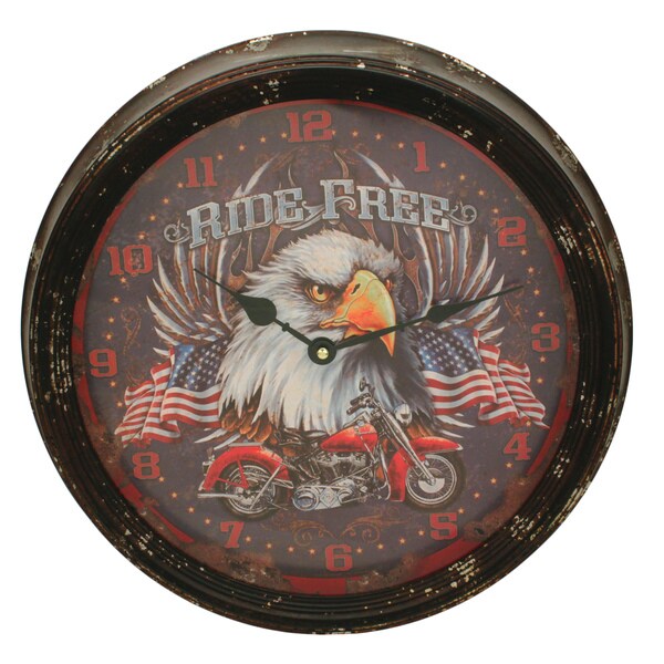 Rivers Edge Products Metal Clock 15-inch Motorcycle