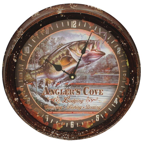 Rivers Edge Products Metal Clock 15-inch Bass