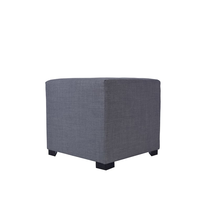 MJL Furniture Solid 4 Button Tufted Square Ottoman - GREY