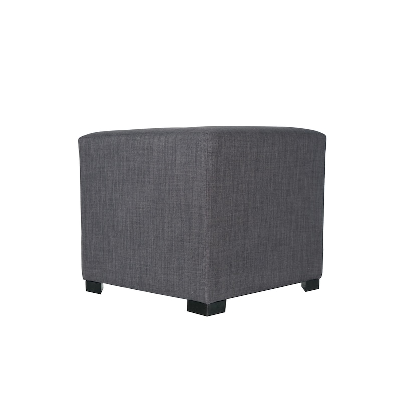 MJL Furniture Solid 4 Button Tufted Square Ottoman - Dark Grey