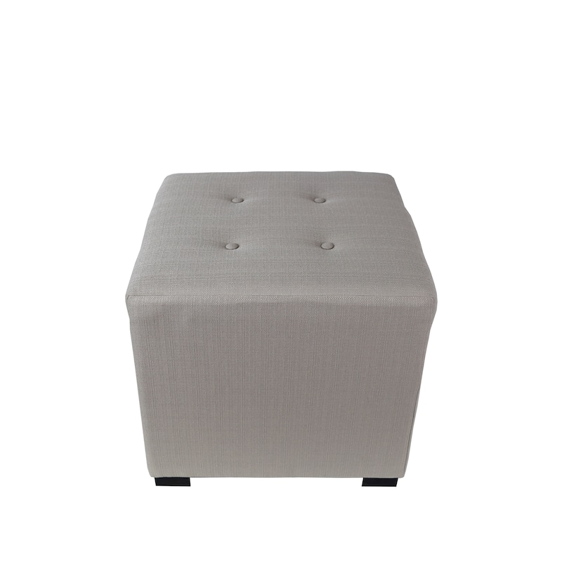 MJL Furniture Sachi 4 Button Tufted Square Ottoman - Khaki