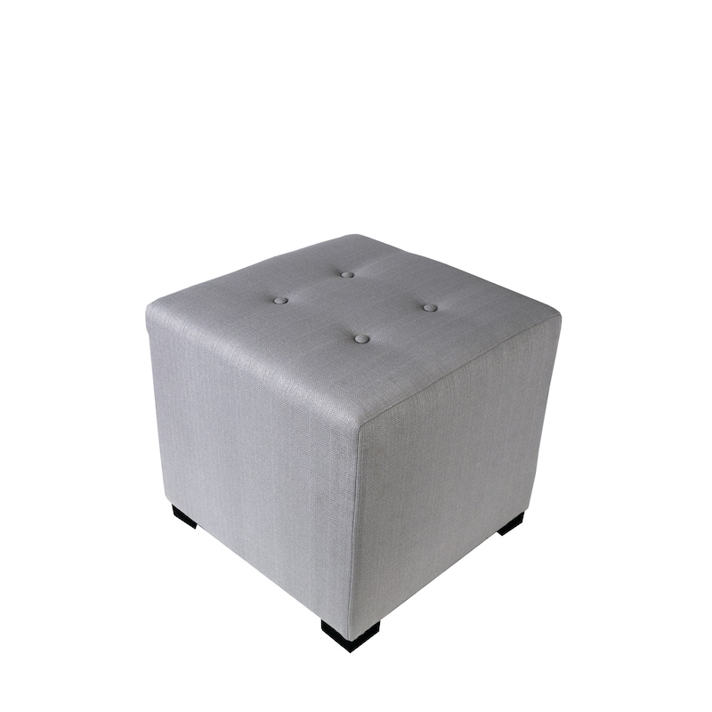 MJL Furniture Sachi 4 Button Tufted Square Ottoman - Silver