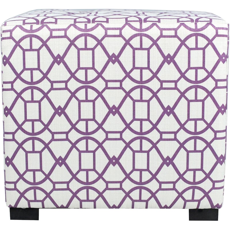 MJL Furniture Noah 4 Button Tufted Square Ottoman - White/Purple