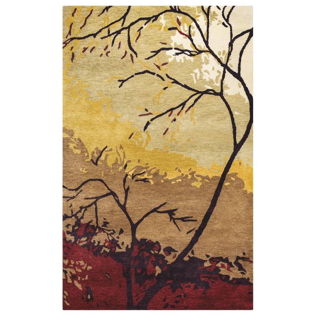 Hand-tufted Abstract Wool Brown Rug (9' x 12') - 9' x 12'