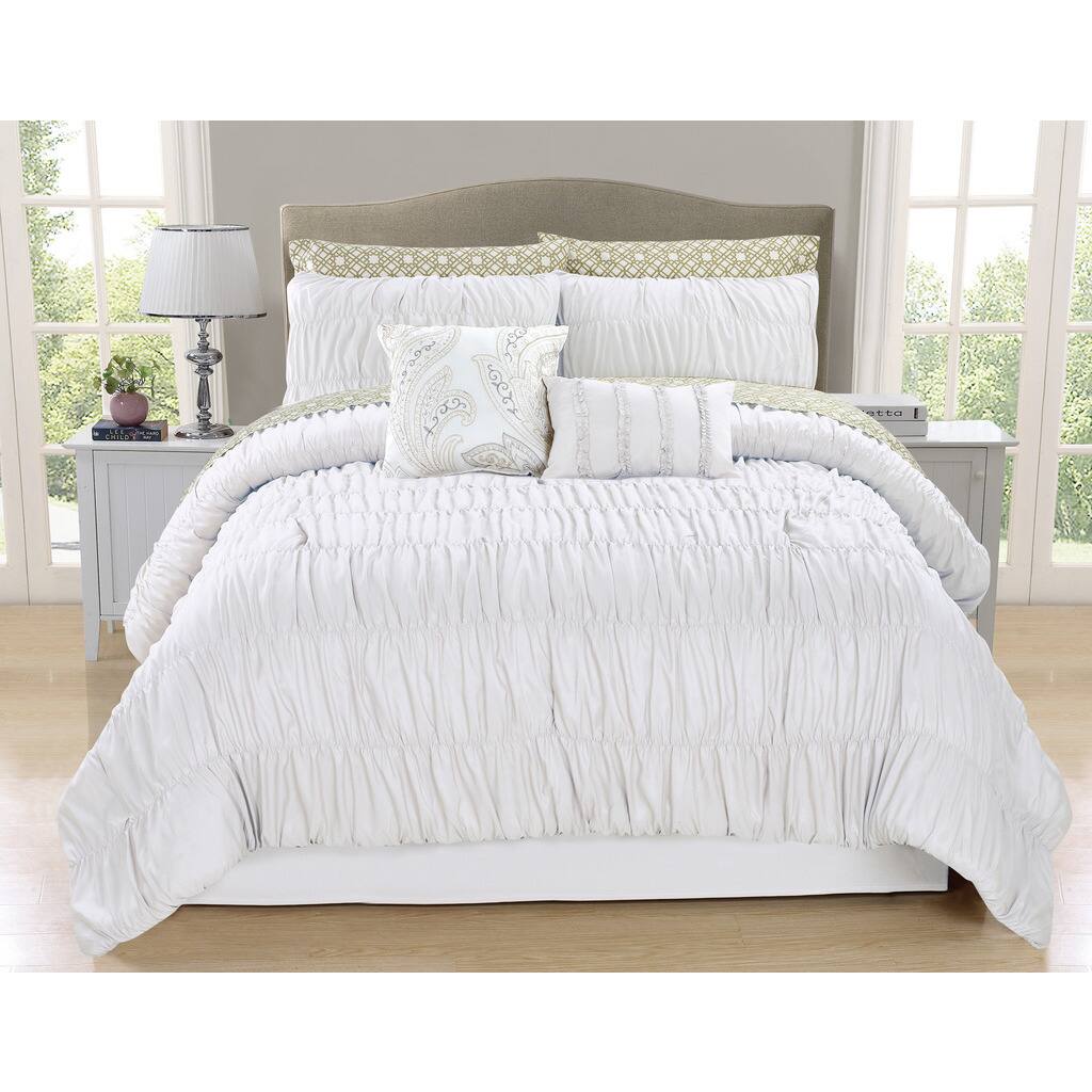 Greyson White Ruched 10-piece Comforter Set