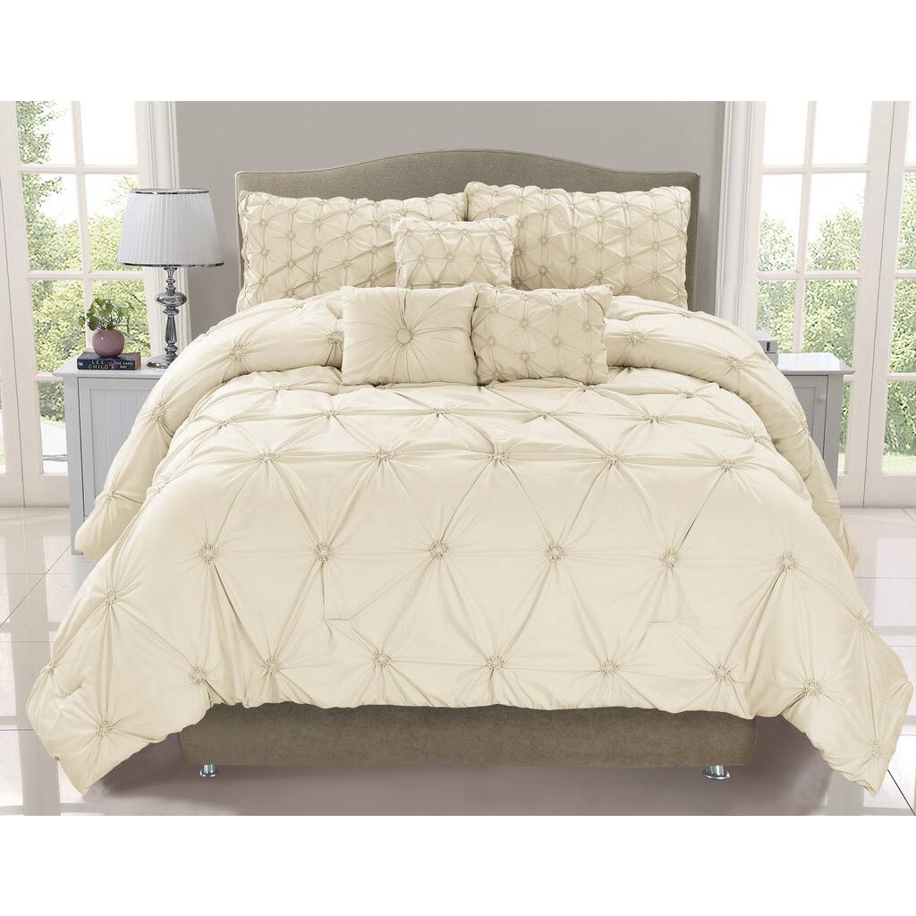 Cosmo Ivory Smocked 6-piece Comforter Set