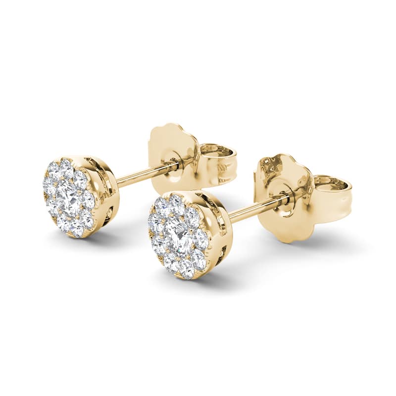 De Couer 10k Yellow Gold 1/3ct TDW Diamond Cluster Stud Earring