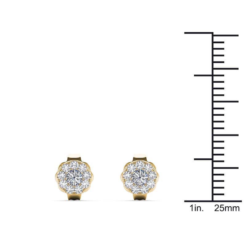 De Couer 10k Yellow Gold 1/3ct TDW Diamond Cluster Stud Earring