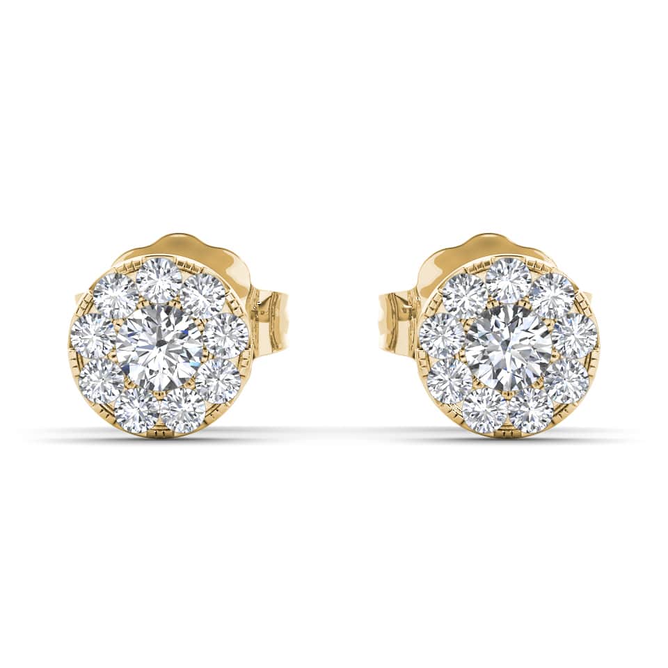 De Couer 10k Yellow Gold 1/3ct TDW Diamond Cluster Stud Earring