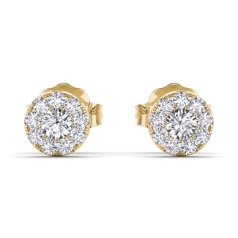 De Couer 10k Yellow Gold 1/3ct TDW Diamond Cluster Stud Earring