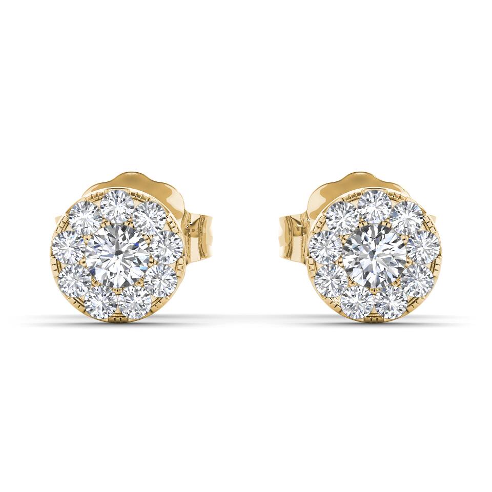 De Couer 10k Yellow Gold 1/3ct TDW Diamond Cluster Stud Earring