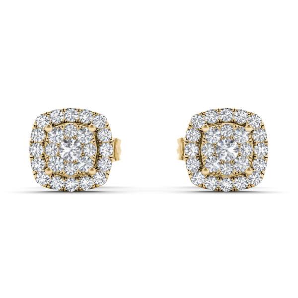 De Couer 10k Yellow Gold 1/4ct TDW Diamond Halo Cluster Earring