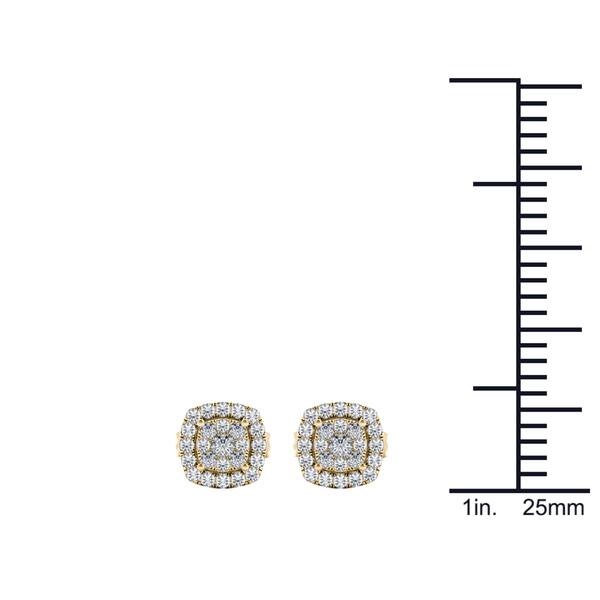 De Couer 10k Yellow Gold 1/4ct TDW Diamond Halo Cluster Earring