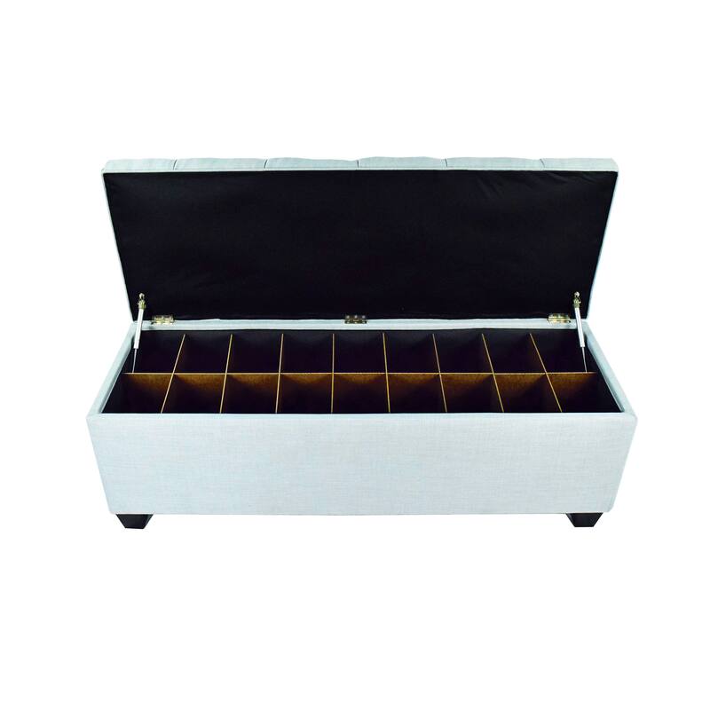 The Sole Secret Sea Mist Diamond Tufted Shoe Storage Bench