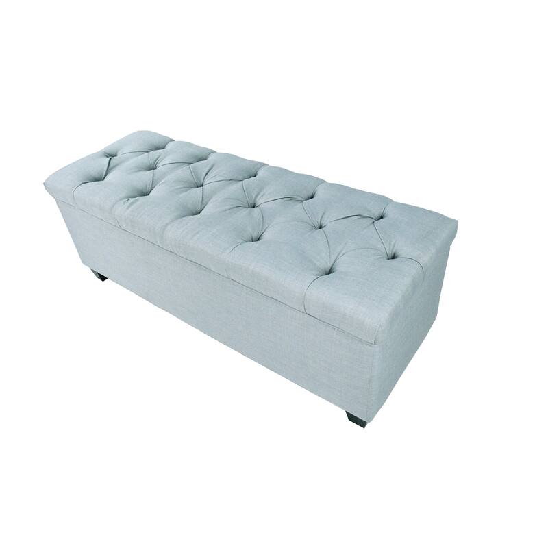 The Sole Secret Sea Mist Diamond Tufted Shoe Storage Bench - Green Large