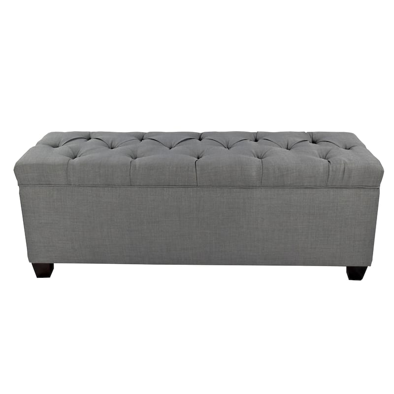 The Sole Secret Dark Grey Diamond Tufted Shoe Storage Bench - Grey Large