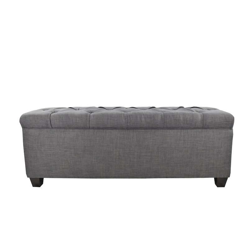 The Sole Secret Grey-Red Tint Diamond Tufted Shoe Storage Bench - Grey Large