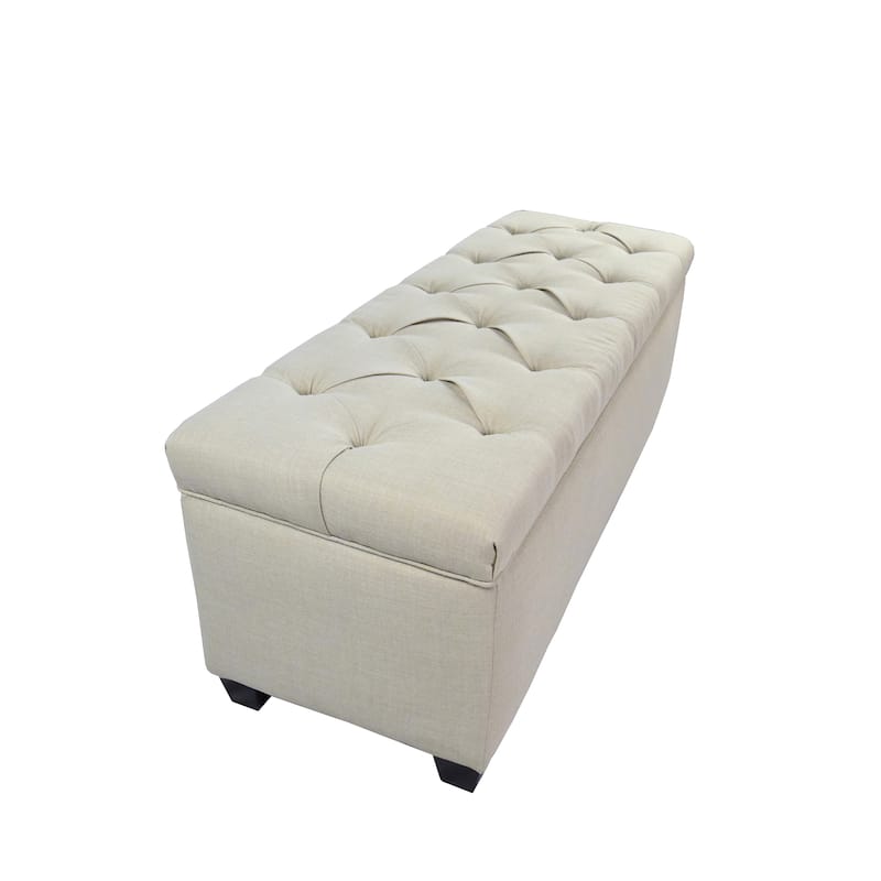 The Sole Secret Beige Diamond Tufted Shoe Storage Bench