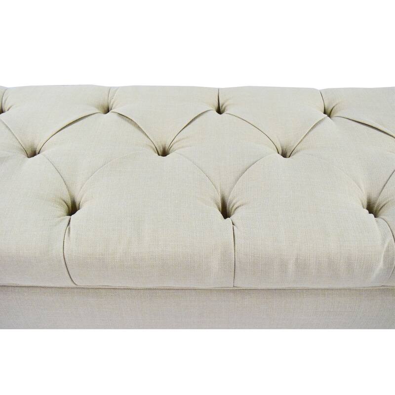 The Sole Secret Beige Diamond Tufted Shoe Storage Bench