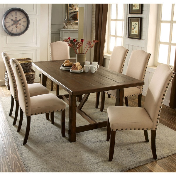 Shop Furniture of America Felicity 7-piece Rustic Walnut ...