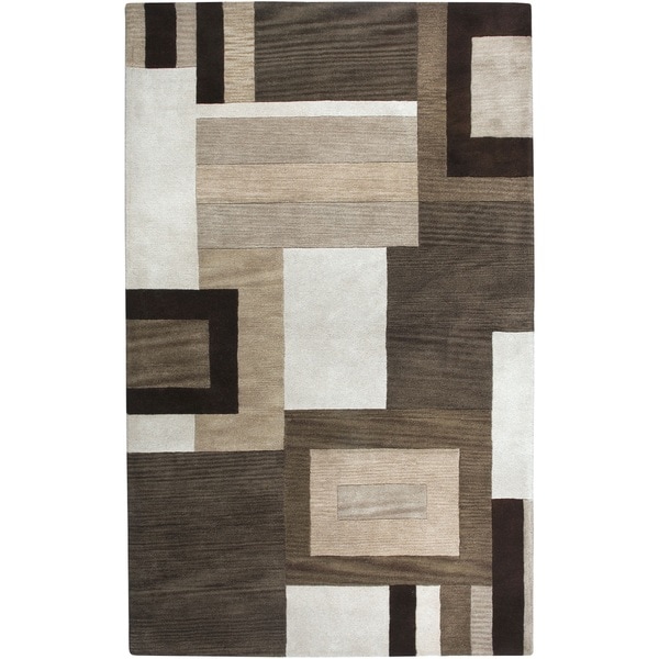 Rizzy Home Volare Collection Hand tufted Geometric Wool Brown/ Beige