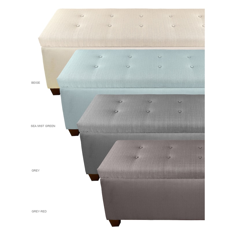 The Sole Secret Grey-Red Tint Button Tufted Shoe Storage Bench