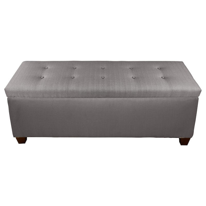 The Sole Secret Grey-Red Tint Button Tufted Shoe Storage Bench